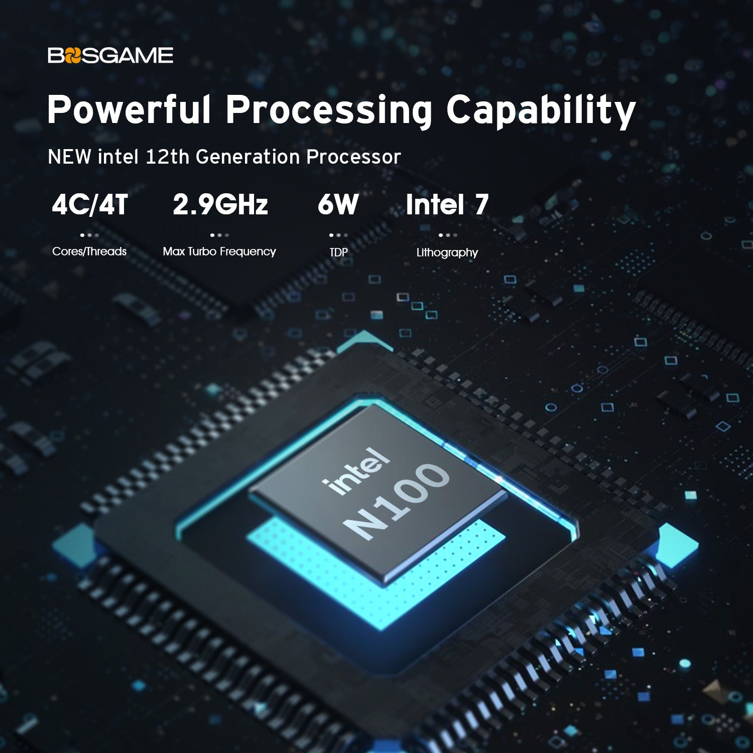 BOSGAME Mini PC B100, Intel 12th Gen Alder Lake N100, Full-feathured USB-C Port