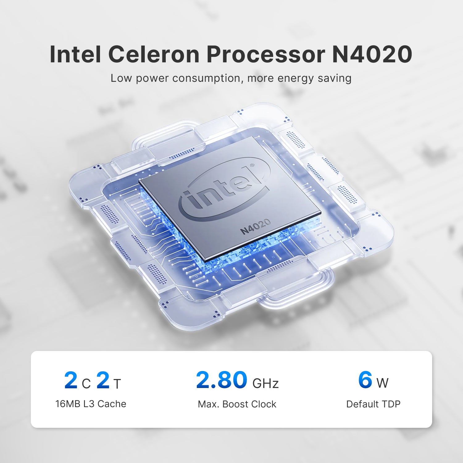 BOSGAME Fanless Mini PC AG40, Intel Celeron Processor N4020,Intel® UHD Graphics 600,4GB DDR4 2133Mhz (On Board)