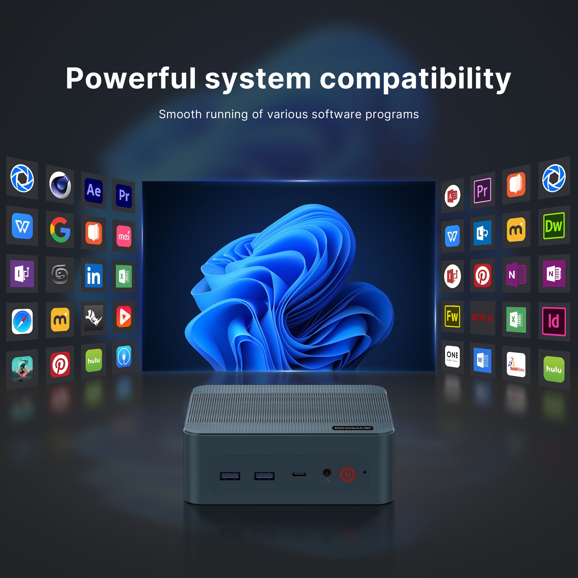 BOSGAME Office Mini PC P2 Lite, Powered by Intel Core-i5 12600H 32GB DDR4 512GB NVME SSD Dual RJ45 Mini PC