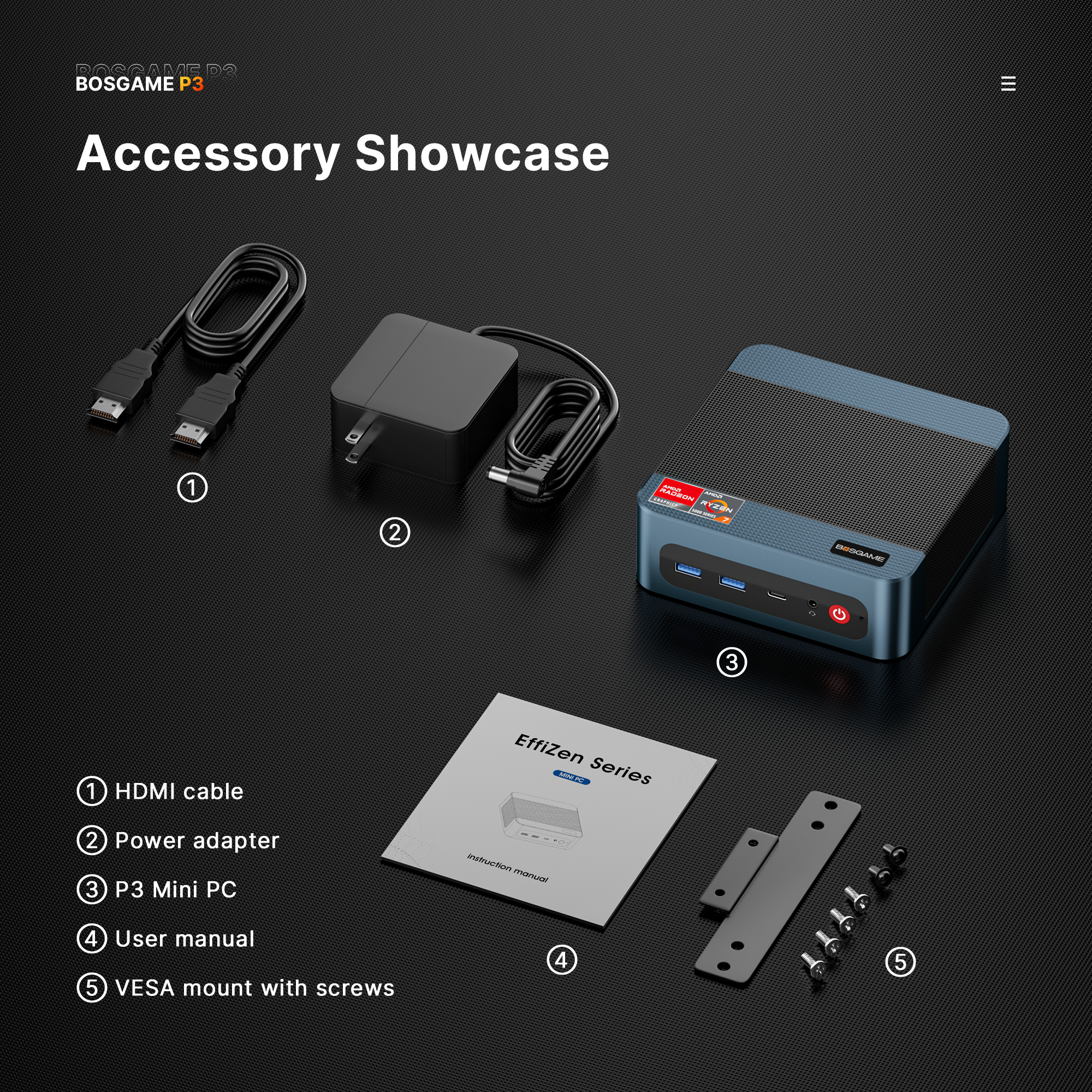 BOSGAME Mini Gaming PC P3Lite, AMD Ryzen 7 6800H 24GB DDR5 1TB NVMe SSD