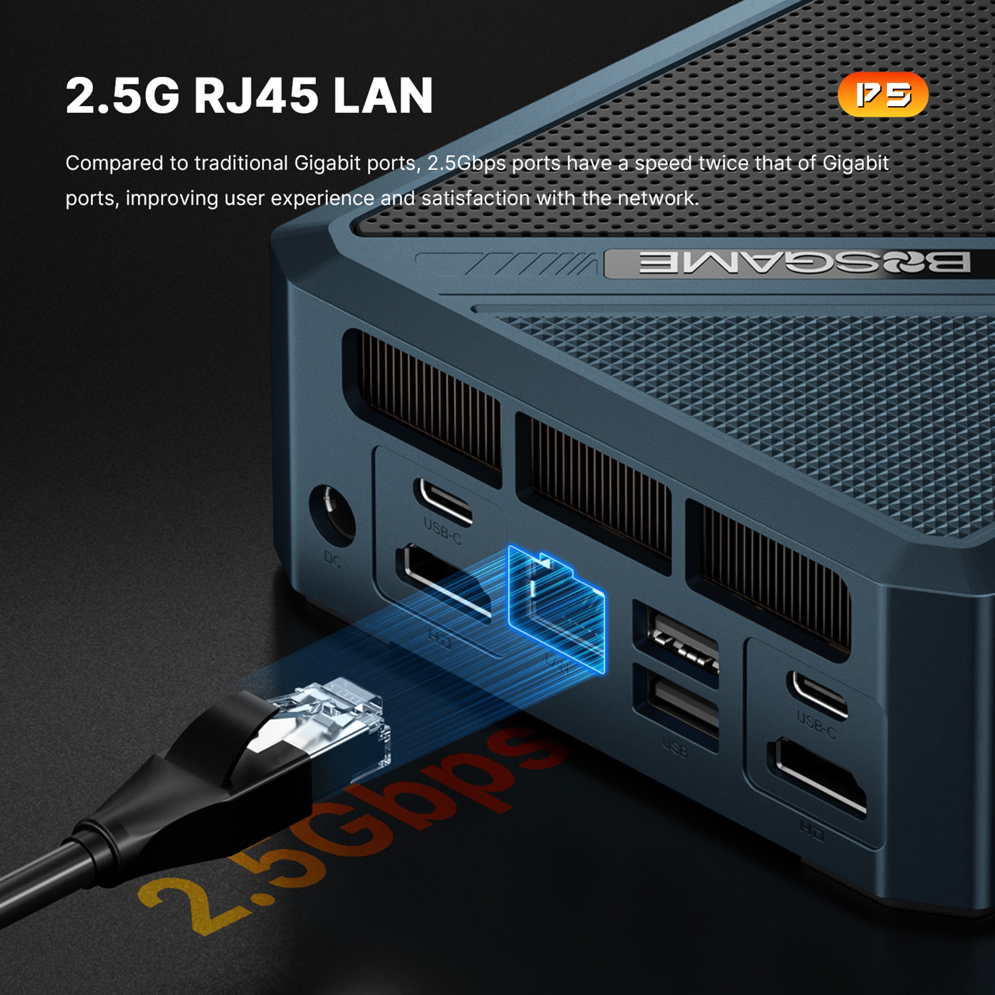 BOSGAME Mini PC P5 AMD Ryzen 5 6600H, 16GB DDR4 512GB PCIe 3.0 x4 SSD