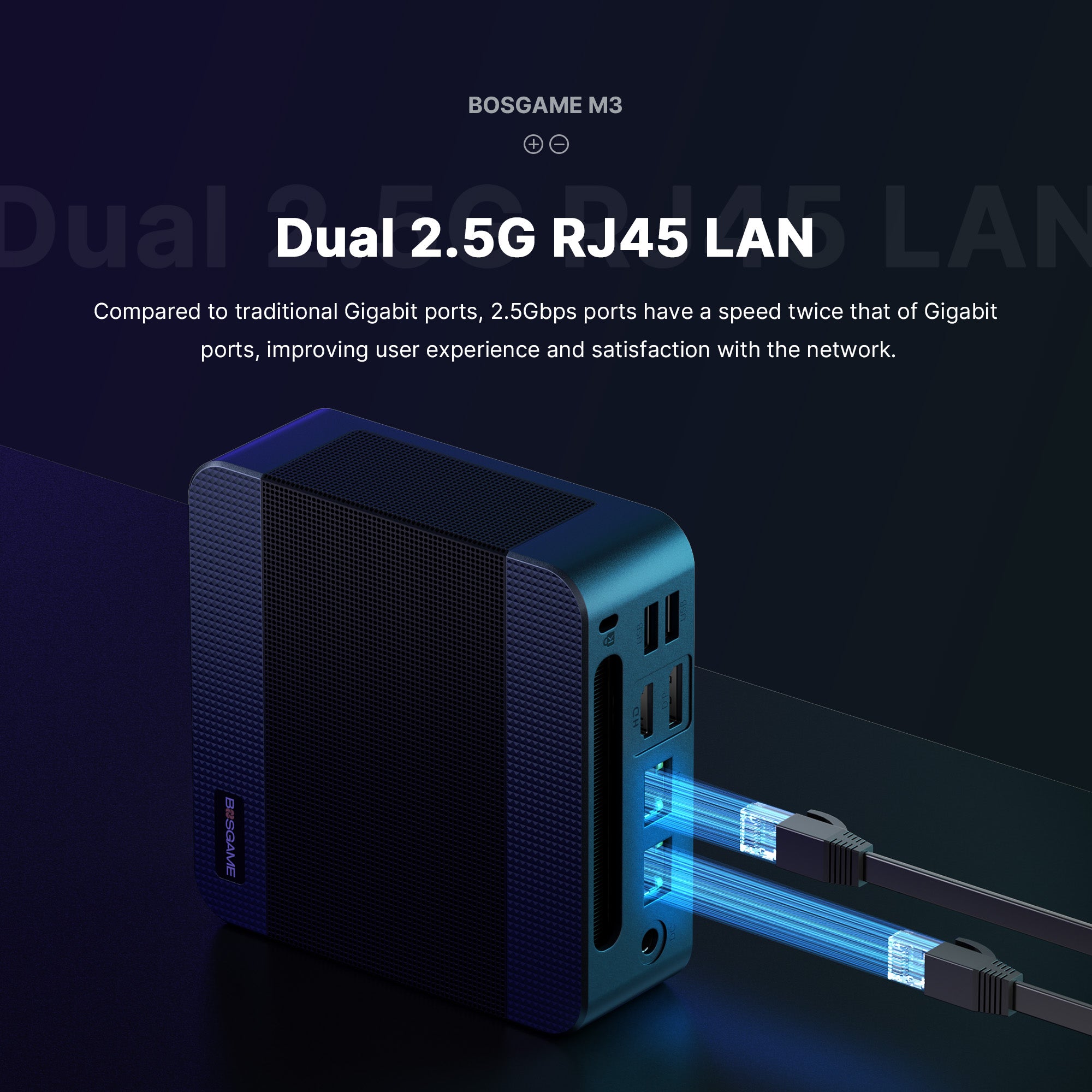BOSGAME Ai Mini PC M3, Powered by Intel Ultra 7 155H Processor,  Thunderblot 4 Ports, Dual 2.5G LAN Ports Quad Display