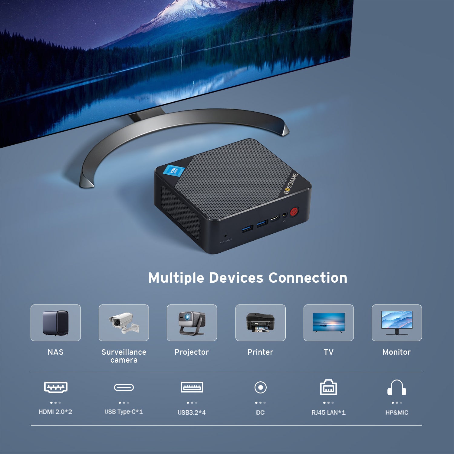 BOSGAME Mini PC B100, Intel 12th Gen Alder Lake N100, Full-feathured USB-C Port