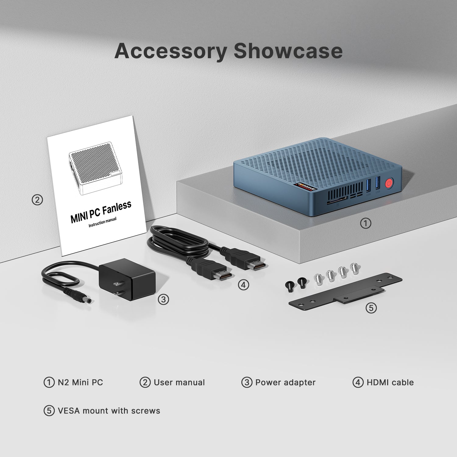 BOSGAME Fanless Mini PC AG40, Intel Celeron Processor N4020,Intel® UHD Graphics 600,4GB DDR4 2133Mhz (On Board)