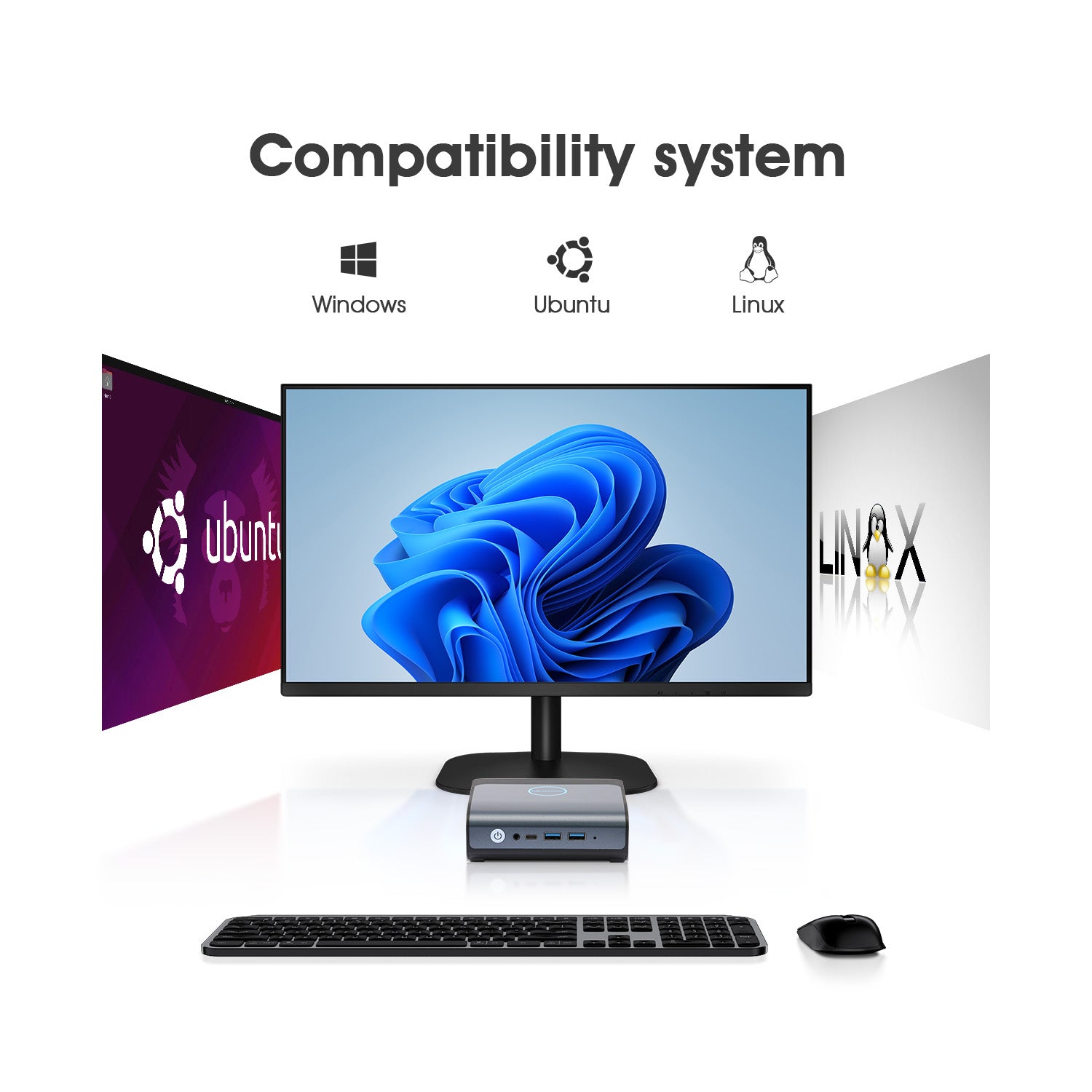 BOSGAME Mini PC E1, Intel N100 CPU, Dual 2.5G Lan