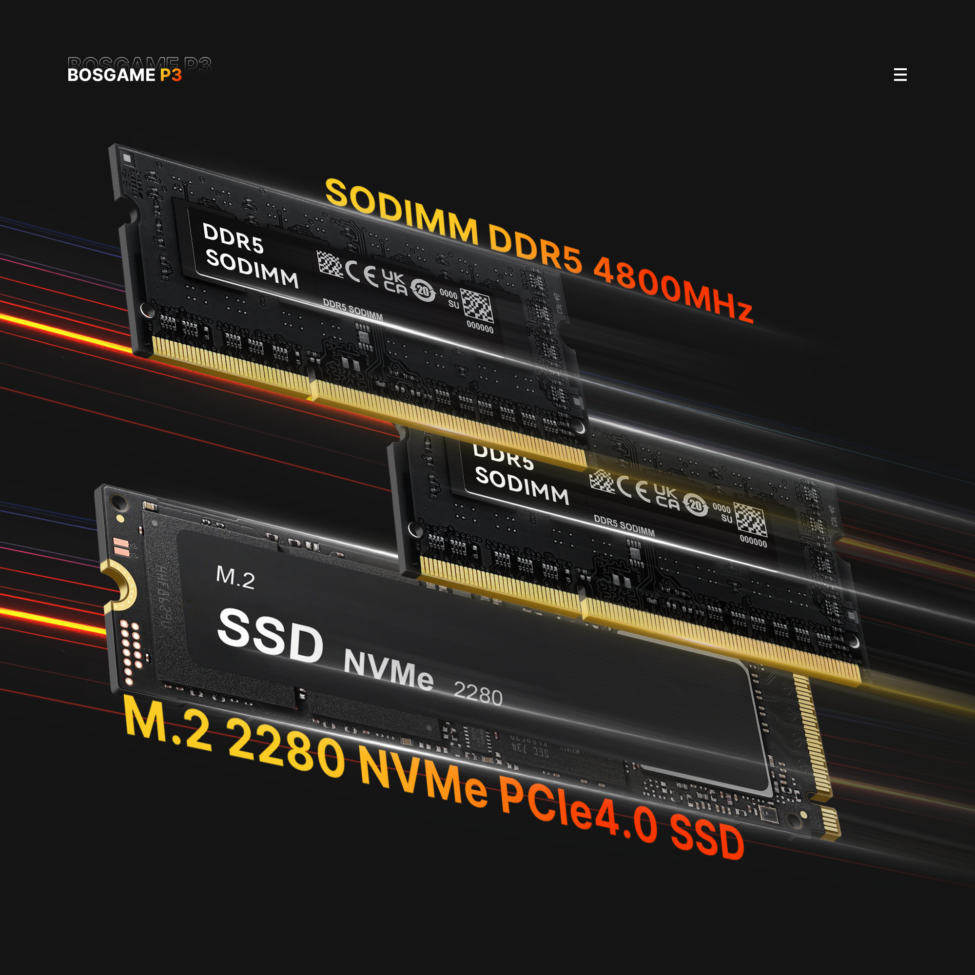 BOSGAME Mini Gaming PC P3Lite,  AMD Ryzen 7 6800H 24GB DDR5 1TB NVMe SSD