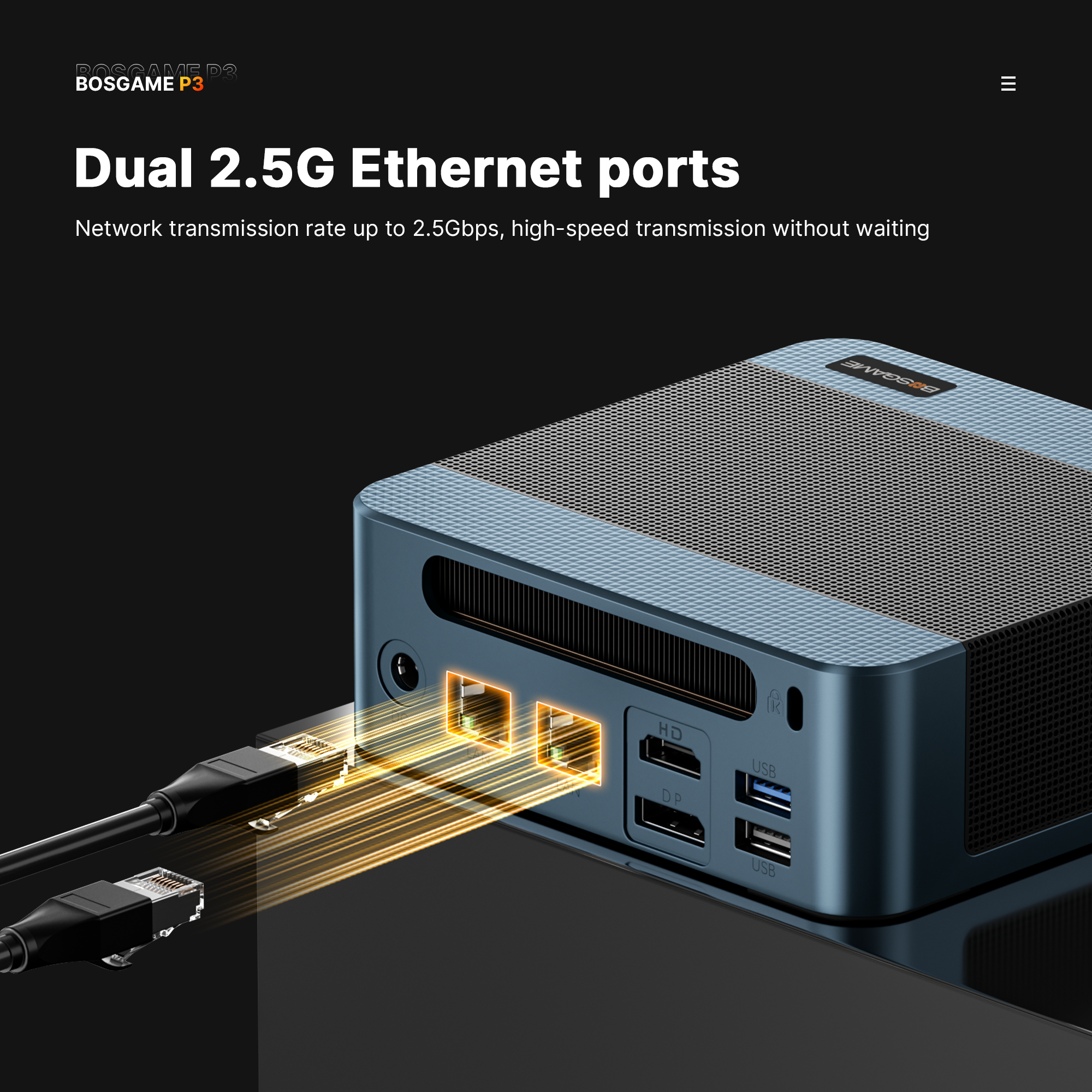 BOSGAME Mini Gaming PC P3Lite,  AMD Ryzen 7 6800H 24GB DDR5 1TB NVMe SSD