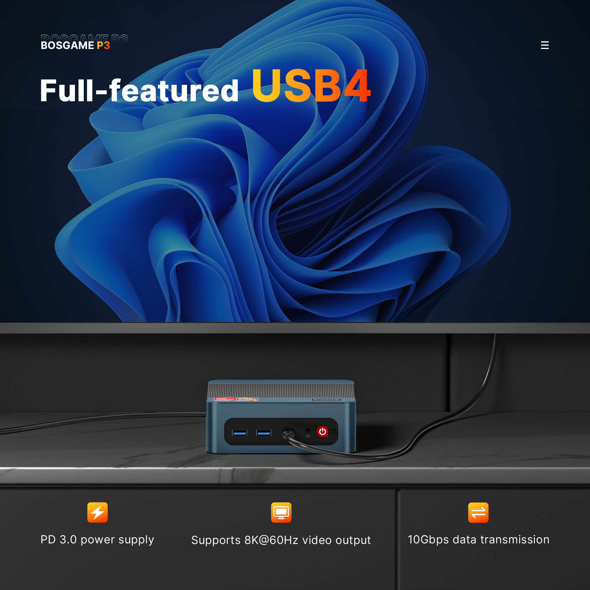 BOSGAME Mini Gaming PC P3Lite,  AMD Ryzen 7 6800H 24GB DDR5 1TB NVMe SSD